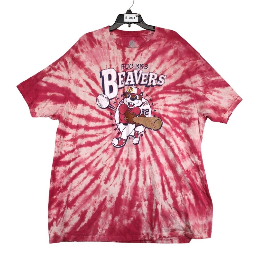 Buc-ee's Beavers Baseball Red Tie-Dye T-Shirt Mens 3XL Summer Road Trip America